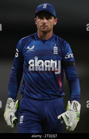 Le capitaine anglais Jos Buttler lors du troisième match international CG United One Day entre les Antilles et l'Angleterre au Kensington Oval, Bridgetown, le samedi 9 décembre 2023. (Photo : Mark Fletcher | MI News) Banque D'Images