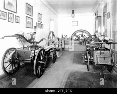 09/30/1908. Exposition de machines de la maison Carlos Hinderer. Salle des pompes centrifuges Borsig. Crédit : Album / Archivo ABC / R. Cifuentes Banque D'Images