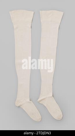 Bas de jersey de coton blanc Uni avec planche large, anonyme, c. 1835 - c. 1840 Bas de jersey de coton blanc Uni avec col large. Pays-Bas entier : coton (textile). Tricot Stocking en jersey de coton blanc Uni avec col large. Pays-Bas entier : coton (textile). tricotage Banque D'Images