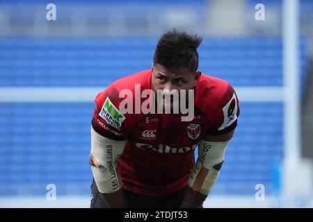 Amanaki Lelei Mafi des Canon Eagles lors du match de la Japan Rugby League One 2023-24 entre Yokohama Canon Eagles et Toyota Verblitz au Nissan Stadium de Yokohama, Japon, le 16 décembre 2023. Crédit : AFLO/Alamy Live News Banque D'Images