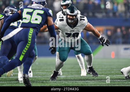 Seattle, WA, États-Unis. 18 décembre 2023. Les Eagles de Philadelphie gardent SUA Opeta (78) en passe de protection lors du match de football de la NFL entre les Eagles de Philadelphie et les Seahawks de Seattle, WA. Steve Faber/CSM/Alamy Live News Banque D'Images