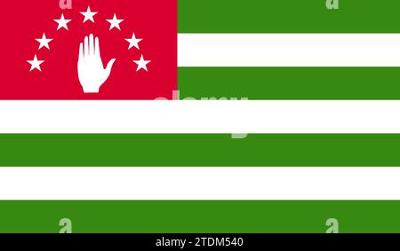 Haut drapeau détaillé de l'Abkhazie. Drapeau national de l'Abkhazie. République d'Abkhazie. Illustration 3D. Banque D'Images
