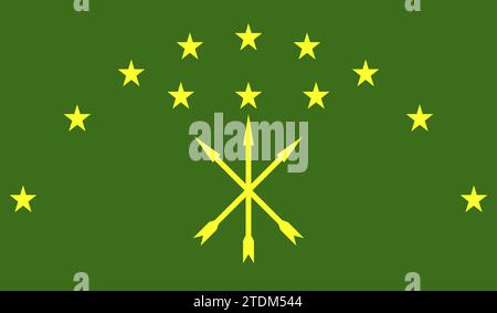 Drapeau détaillé élevé d'Adygea. Drapeau national Adygea. Europe. Illustration 3D. Banque D'Images