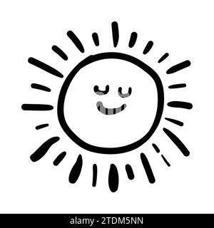 Vecteur de doodle soleil. Esquisse dessinée à la main, éléments doodle isolés sur fond blanc Illustration de Vecteur