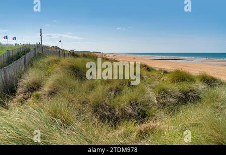 Paysage à Juno Beach entre Courseulles et Saint-Aubin-sur-Mer qui était l'une des cinq zones de l'invasion alliée de la France occupée par les Allemands Banque D'Images