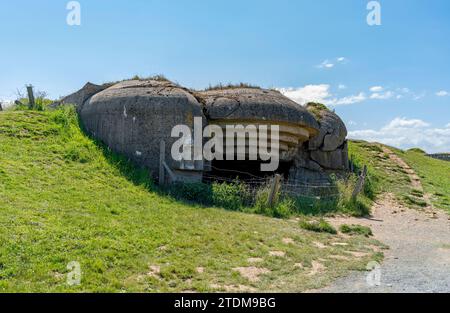 Paysage à la batterie de longues-sur-Mer près de longues-sur-Mer entre Gold Beach et Omaha Beach, deux zones de l'invasion alliée du FR Banque D'Images