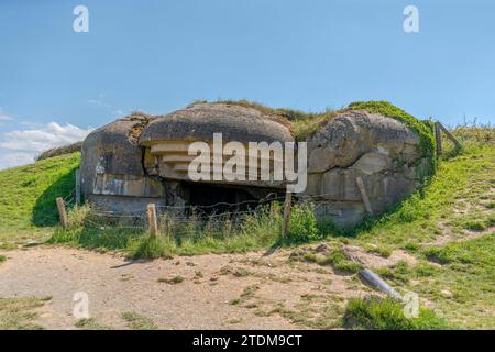 Paysage à la batterie de longues-sur-Mer près de longues-sur-Mer entre Gold Beach et Omaha Beach, deux zones de l'invasion alliée du FR Banque D'Images