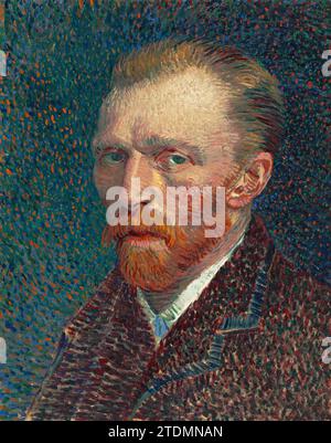 Autoportrait, 1887 (peinture) de l'artiste Gogh, Vincent van (1853-90) / Néerlandais. Illustration de Vecteur