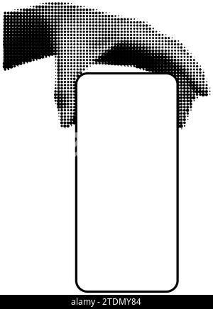 Illustration vectorielle de la main demi-ton tenant le smartphone verticalement Illustration de Vecteur