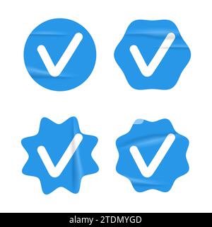 Vérification des badges vérifier l'icône définir l'illustration vectorielle Illustration de Vecteur