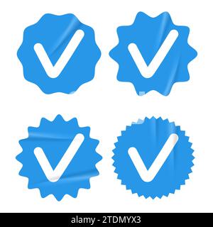 Vérification des badges vérifier l'icône définir l'illustration vectorielle Illustration de Vecteur