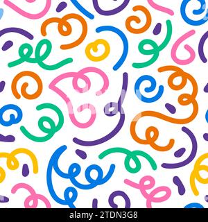 Lignes colorées Squiggle illustration vectorielle de motif sans couture Illustration de Vecteur