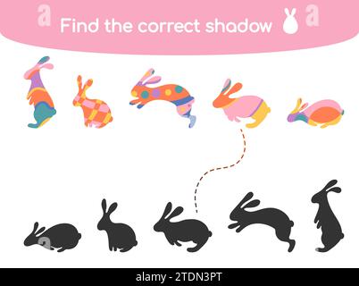 Trouvez l'illustration vectorielle de jeu pour enfants d'ombre correcte Illustration de Vecteur