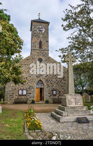 Église Saint-Pierre et Croix commémorative des hommes de Sark sur chasse Marais, Sark, Bailliage de Guernesey, îles Anglo-Normandes Banque D'Images