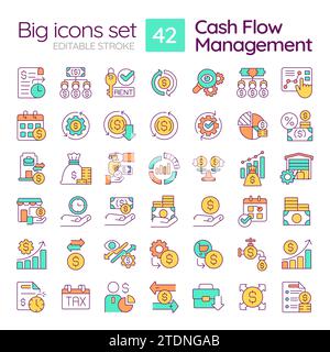Grandes icônes linéaires multicolores modifiables en 2D pour la thérapie cellulaire Illustration de Vecteur