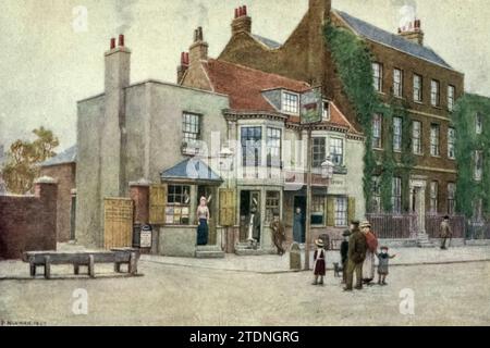 Red Cow public-House et Fairlawn, Hammersmith Road, 1897 extrait du livre 'London Vanished and Vanishing' de Norman, Philip, 1842-1931 publié en 1905 à Londres par Adam & Charles Black Philip E. Norman FSA (9 juillet 1842 - 17 mai 1931) est un artiste, auteur et antiquaire britannique. Banque D'Images