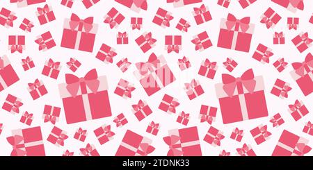 Motif sans couture Saint-Valentin. Boîte cadeau rose avec ruban. Vector illustration plate pour créer des dessins charmants et romantiques, cartes de voeux, cadeau wra Illustration de Vecteur