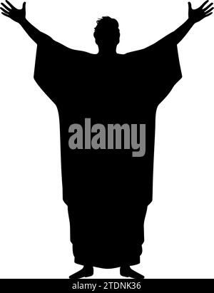 Homme religieux levant les mains silhouette. Concept de louange ou de joie. Illustration vectorielle Illustration de Vecteur