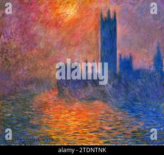 Chambres du Parlement, coucher de soleil 1904 (peinture) de l'artiste Monet, Claude (1840-1926) / Français. Illustration de Vecteur