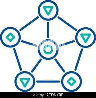 Relation entre les éléments de production, symbole d'organisation des processus métier. Structure d'entreprise de la hiérarchie d'entreprise. Icône de couleur linéaire simple iso Illustration de Vecteur