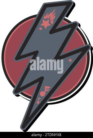 Logo emblème coloré de Electric Lightning Discharge. Modèle de badge pour slogan et marque de nom contre de fond rond. Vecteur moderne isolé sur WHI Illustration de Vecteur