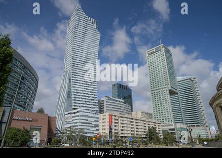 Hochhaus Zlota 44, Hotel Intercontinental, Emilii Plater, Geschäftsviertel, Warschau, Woiwodschaft Masowien, Polen Banque D'Images