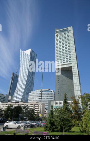 Hochhaus Zlota 44, Hotel Intercontinental, Emilii Plater, Geschäftsviertel, Warschau, Woiwodschaft Masowien, Polen Banque D'Images