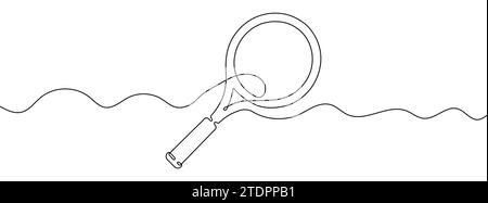 Dessin au trait modifiable en continu d'une raquette de tennis. Un arrière-plan de dessin au trait. Illustration vectorielle. Icône de raquette de tennis sur une seule ligne. Illustration de Vecteur