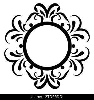 Circle Frame floral vintage design pour la silhouette noire de conception d'album d'images Illustration de Vecteur