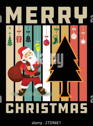 Conception de T-shirt de Noël, fichiers pour la coupe, Couper des fichiers pour affiche, bannière, impressions sur des sacs, téléchargement numérique, c'est Noël, motif père noël. Illustration de Vecteur