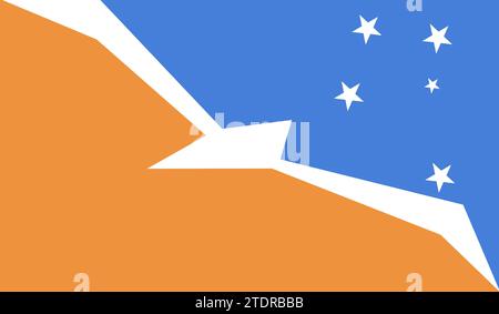 Drapeau élevé détaillé de Tierra del Fuego province Argentina. Drapeau national de la province de Tierra del Fuego Argentine. Illustration 3D. Banque D'Images
