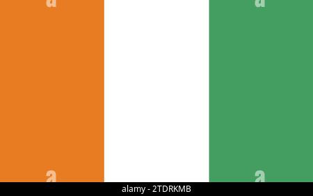 Haut drapeau détaillé de la Côte d'Ivoire. Drapeau national de la Côte d'Ivoire. Illustration 3D. Banque D'Images