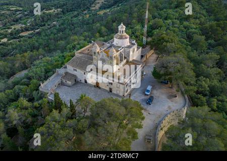 Vue aérienne depuis le sanctuaire de Bonany un après-midi de printemps (Majorque, Baléares, Espagne) ESP : Vista aérea desde el santuario de Bonany Banque D'Images