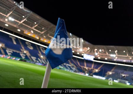 Sinsheim, Deutschland. 19 décembre 2023. VOR Spielbeginn, Symbolbild, logo, Wappen TSG Hoffenheim TSG 1899 Hoffenheim vs SV Darmstadt 98, Fussball, Herren, 1. Bundesliga, 16. Spieltag, saison 23/24, GER, 19.12.2023, LES RÈGLEMENTS DFL/DFB INTERDISENT TOUTE UTILISATION DE PHOTOGRAPHIES COMME SÉQUENCES D'IMAGES ET/OU QUASI-VIDÉO, Foto : Eibner-Pressefoto/Wolfgang Frank crédit : dpa/Alamy Live News Banque D'Images