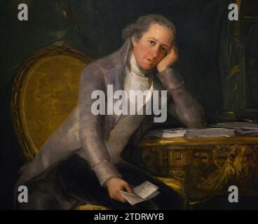 Gaspar Melchor de Jovellanos (1744-1811) Homme d'État néoclassique espagnol, auteur et philosophe. Portrait de Jovellanos par Francisco de Goya y Lucientes (1746-1828), 1798. Détails. Huile sur toile (205 x 133 cm). Musée du Prado. Madrid. Espagne. Banque D'Images