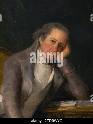 Gaspar Melchor de Jovellanos (1744-1811) Homme d'État néoclassique espagnol, auteur et philosophe. Portrait de Jovellanos par Francisco de Goya y Lucientes (1746-1828), 1798. Détails. Huile sur toile (205 x 133 cm). Musée du Prado. Madrid. Espagne. Banque D'Images