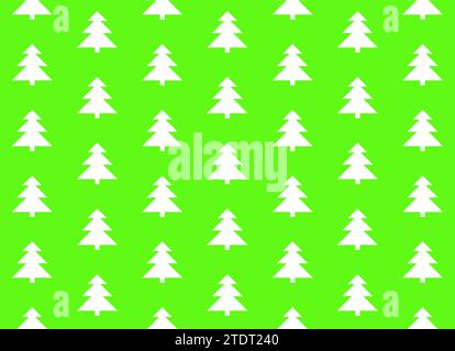 Motif d'arbre de Noël – Seamless – arbres de Noël blancs – fond vert vif Banque D'Images