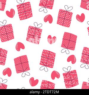 Motif sans couture avec illustration vectorielle de boîtes cadeaux doodle Illustration de Vecteur
