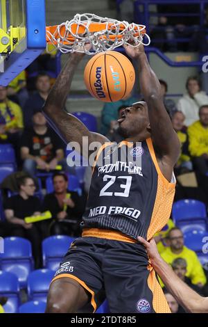 Opava, République tchèque. 19 décembre 2023. De'Shawn Stephens (Promitheas) en action lors de la Ligue des champions de basket-ball masculin, groupe B, 6e tour, BK Opava vs Promitheas Patras, à Opava, République tchèque, le 19 décembre 2023. Crédit : Petr Sznapka/CTK photo/Alamy Live News Banque D'Images