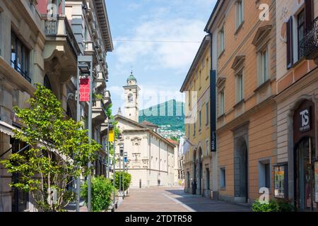 Lugano : Vieille ville de Lugano, église Chiesa di San Rocco à Lugano, Tessin, Suisse Banque D'Images