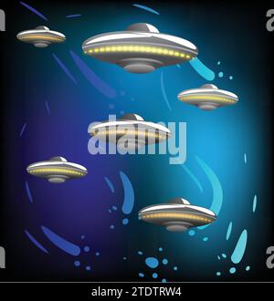 ILLUSTRATION soucoupe volante, vaisseau spatial extraterrestre Illustration de Vecteur
