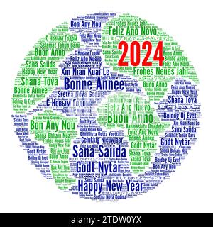 Bonne année 2024 nuage de mots dans différentes langues Banque D'Images