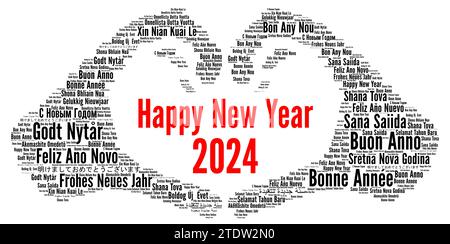 Bonne année 2024 nuage de mots dans différentes langues Banque D'Images