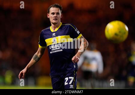 Burslem, Royaume-Uni. 19 décembre 2023. Lukas Engel de Middlesbrough lors du match de la Carabao Cup à Vale Park, Burslem. Le crédit photo devrait se lire : Andrew Yates/Sportimage crédit : Sportimage Ltd/Alamy Live News Banque D'Images