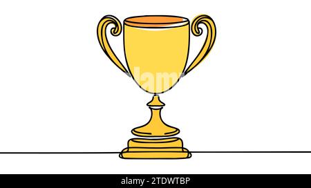 Dessin continu d'une ligne de la compétition de coupe de trophée. Illustration vectorielle d'art de ligne de coupe de trophée. Contour modifiable. Illustration de Vecteur