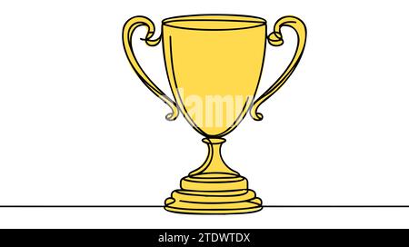 Dessin continu d'une ligne de la compétition de coupe de trophée. Illustration vectorielle d'art de ligne de coupe de trophée. Contour modifiable. Illustration de Vecteur