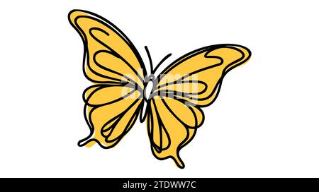 Papillon dans un dessin au trait continu. Illustration de Vecteur