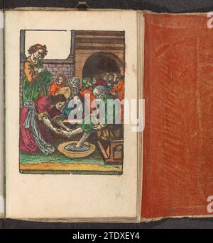 Lavage des pieds de Pierre, c. 1530 Christ lave les pieds de Pierre. Les autres disciples regardent. L'impression fait partie d'un livre. Le papier d'Amsterdam Christ lave les pieds de Pierre. Les autres disciples regardent. L'impression fait partie d'un livre. Journal d'Amsterdam Banque D'Images