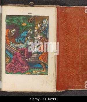 Graflegging, c. 1530 le Christ décédé est placé dans une tombe. L'impression fait partie d'un livre. Amsterdam paper le Christ décédé est placé dans une tombe. L'impression fait partie d'un livre. Journal d'Amsterdam Banque D'Images