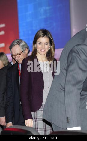 Barcelone. 02/24/2014. La Princesse Letizia et le Prince des Asturies ont inauguré le Mobile World Congress Show à Barcelone lors de la conférence de Mark Zuckenberg, créateur de Facebook. Photos Ines Baucells. Archdc. Crédit : Album / Archivo ABC / Inés Baucells Banque D'Images